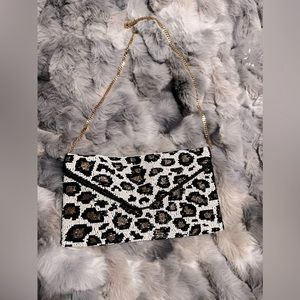 Beaded Cheetah Print Clutch/Evening Bag- EXPRESS